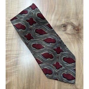 GRAHAM & LOCKWOOD London Men's Silk Tie Red & Tan Design EUC
